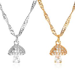 Chains Mushroom Shape Clear CZ Link Chain Necklace For Women Statement Wedding Femme Jewelry