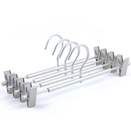 High Grade Strong Aluminium Pants Skirt Bottom Hanger with Clips, Heavy Duty Silver Metal Dress Hangers SN2859