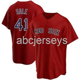 Stitched Custom Chris Sale #41 Red Ver2 Baseball Jersey XS-6XL