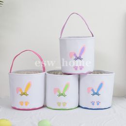 Party Supplies Wholesale Lovely Easter Burlap Bag 4 Colors Candy Toy Egg Rabbit Basket Festival Supplier Cute Tote Handbag For Kid Gift