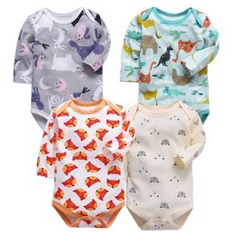 Bodysuit 3pieces/lot Autumn Newborn 100% Cotton Body Baby Long Sleeve Underwear Infant Boys and Girls Pyjamas Clothing 210309