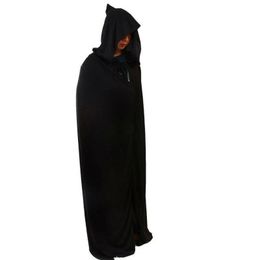 DHL L size 140cm for adult Unisex Kids Hooded Cape Halloween Costume Knight Cloak Black Man Women Full Length Hooded Cloaks Cape Coats Vampire 20pcs