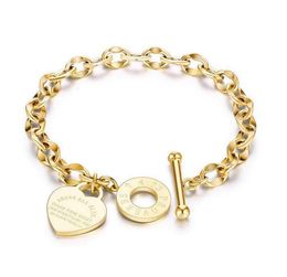3 cores disponíveis pulseira de alta qualidade para mulheres tipo O charme amor coração pulseiras de aço inoxidável titânio aços senhora jóias namorada