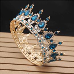 Beauty Crystal Royal Queen King Tiara Crown Bridal Diadem Circle Bride Headdress Wedding Hair Jewellery Head Ornaments Pageant X0625