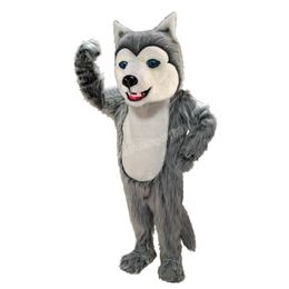 Halloween Grey Husky Dog Mascot Costume High Quality Cartoon Plush Animal Anime theme character Adult Size Christmas Carnival fancy dress