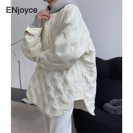 Women Winter Design Light Oversized Duck Down Coat Japanese Shirt Style Pullover Parka Jacket Loose Warm Outerwear Tops 211013