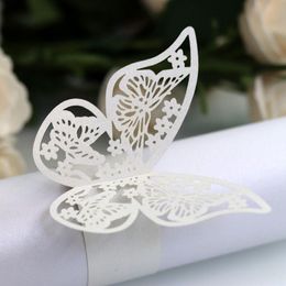 paper napkins holders UK - Napkin Rings 50 Pcs Butterfly Style Laser Cut Paper Napkins Holders El Birthday Wedding Party Favor Table Decoration