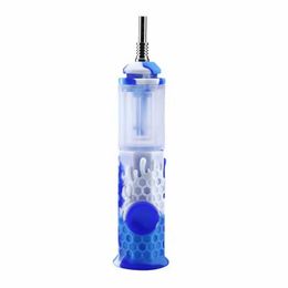 Colourful Silicone Philtre Pipes Portable Titanium Tip Straw Handpipe Smoking Innovative Design Removable Bong Hookah Shisha Holder High Quality Tool DHL Free