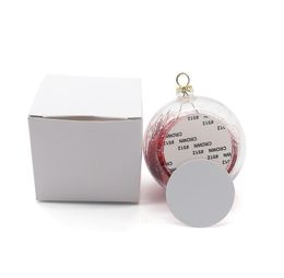 10pcs Christmas Decorations Sublimation DIY White Blank 8cm PVC Transparent floccule Party Ball Mix Color