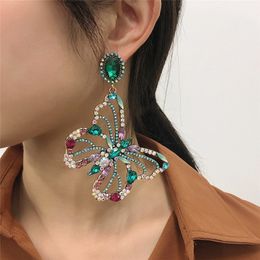 Big Statement Butterfly Studs Earring Baroque Women Colorful Rhinestone Diamond Drop Earrings Gifts Fashion Animal Design Street Party Charm Jewelry Accessories