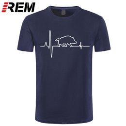 Free Shipping 100% Cotton Tees Wild Boar Heartbeat Huntings Design T-shirts For Men size 210225