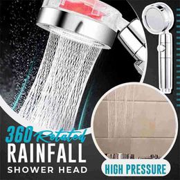 Bath Shower Head 3 Modes Adjustable 360 Rotated Rainfall Shower Head High Pressure Hand-held Pressurised Massage Hand Stop H1209