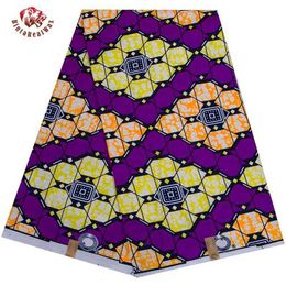 Purple African Fabric 6 Yards/lot Ankara Polyester Cloth For Dress Sewing Real Wax Print Fabric By the Yard Designer FP6408 210702