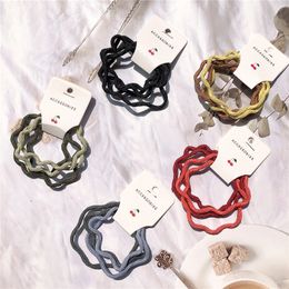 4 Pcs Korean Basic Simple Colorful Wave Spiral Rubber Band Hair Rope Female Headdress Fashion Women's Ponytail Hair Accessories