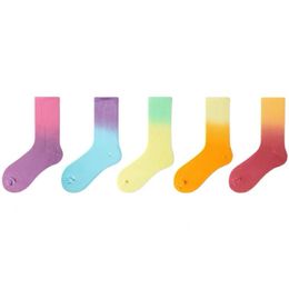 Tide Brand Ins Gradient Tie-dyed Socks Japanese Street Skateboard Basketball Socks for Men and Women Couples Socks
