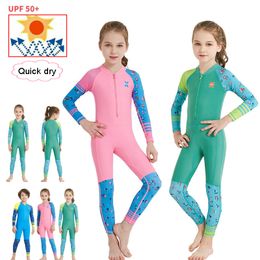 Children's swim wear quick dry one-piece bathing suit kids UPF 50 Long Sleeves rash guard swimsuit UV protection Diving Suit for boys girls swimming surf