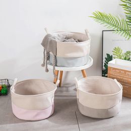 Bathroom Folding Laundry Basket Organizer Storage Basket Cloth Stitching Small Folding Bag Waterproof Clothes Toy Container 210316