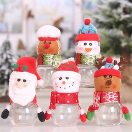 -Weihnachten Candy Box Hängende Hand Kinder Kreative Geschenkideen Transparente Kinder Kunststoff Puppe Glas Lagerung Flasche Santa Bag Süßes Neues Jahr Home Party Dekorationen
