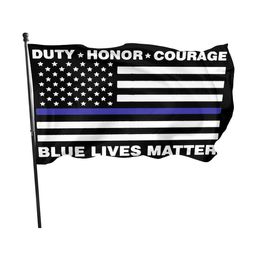 Duty Honor Courage Blue Lives Matter 3X5FT Flags Outdoor 150x90cm Banners 100D Polyester High Quality Vivid Color With Two Brass Grommets