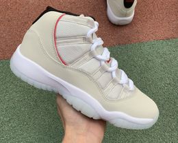 Jumpman 11 High Basketball Shoes Platinum Tint University Red Real Carbon Fiber 11s Trainer Sports stylist Fashion Sneakers Vieni con la scatola