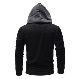 Men's Vests Jacket Stitching Zipper Autumn&Winter Casual Hooded Matching Colour Long-sleeved Coats & Jackets For Men