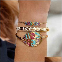 Jewelrytribes Colorf Ethnic Style Bracelet Bangle Women Eye Demon Couple Bracelets Colour Gem Restoring Ancient Ways Wholesale Drop Delivery