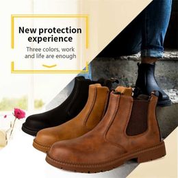 Anti-smashing Safety Shoes Wear High-top Boots Men Slip Waterproof Oil Labour Protective 211217