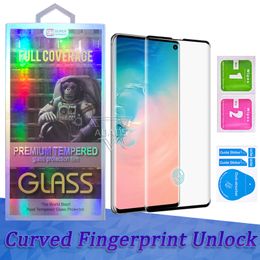 Protetor de tela de telefone de vidro temperado curvo 3D para Samsung Galaxy S24 S23 S22 S21 S20 Note20 Ultra S10 S8 S9 Plus Note10 NOTE8 NOTE9 Filme em caixa de varejo