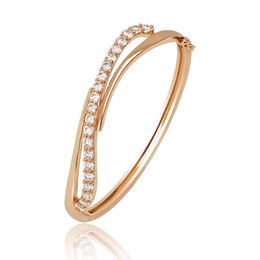 Mxgxfam 2019 New Gold Colour Aaa+ Zircon Bangles and Bracelets for Women 18.8 Cm Fashion Jewellery Q0717