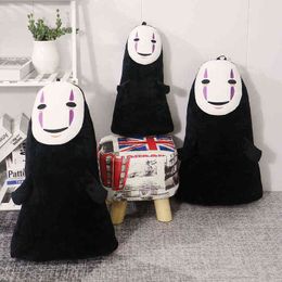 40/60cm Funny Spirited Away Faceless Man No Face Plush Toys No Face Ghost Kaonashi Stuffed Pillow Creative Gift for Girls Kids Y211119
