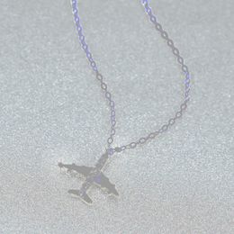 Pendant Necklaces Simple Fashion Gold Colour Aeroplane Necklace For Women Cute Tiny White Zircon Aircraft Clavicle Chain Jewellery