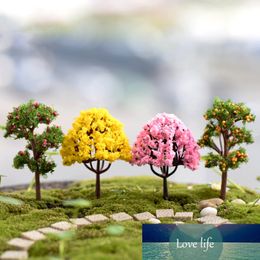 Mini Artificial Tree Landscaping Ornaments Exterior Garden Decoration Pink Yellow Flower Tree House Decor Craft Supplies