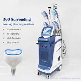 360 Degree Cryolipolysis Fat Machine Lipolaser Cryotherapy Lipo Laser Ultrasonic Cavitation RF Slimming Device With Double Chin Removal