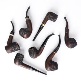 handmade tobacco pipes Australia - Handmade Carved Wood Tobacco Pipe Different Style Ebony Smoking Pipes for 9mm Filter