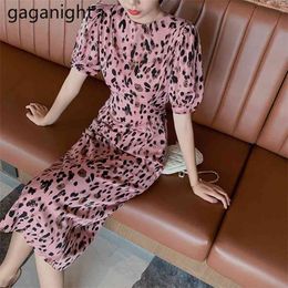 Pink Leopard Women Maxi Dress Short Sleeve O Neck Fashion Summer Dresses Bodycon Robe Vintage Slim Vestidos 210601