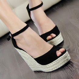 Sandals Women Wedge Summer Platform Sandal New Open Buckle Strap Peep Toe Thick Casual Ladies Plus Size Shoes