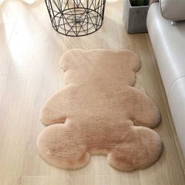 Bear rug super soft carpet Modern Living room bedroom Antiskid mat Fluffy Floor Carpets Decor Rugs white brown children doormat 211109