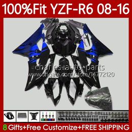 -Fairings stampi ad iniezione per corpo Yamaha YZF R 6 YZF R6 600 YZF-R6 YZF600 08-16 99NO.100 600CC YZFR6 08 09 10 11 12 YZF-600 2008 2013 2014 2015 2016 Blue Flames OEM Bodywork