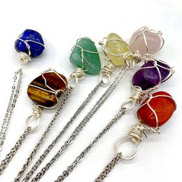 Irregular Natural Crystal Stone Yoga Energy Healing Pendant Necklaces With Chain Party Handmade Jewellery For Women Girl