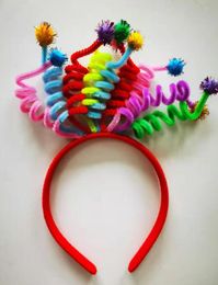 Rainbow Springs Headband Party Headwear Decoration Adults Kids Colourful Adjustable Stripes Hair Stick Band Birthday Holiday Funny Hoop