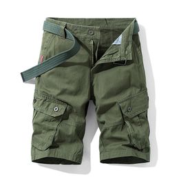Summer Men's Military Cargo Mens Casual Cotton Male Loose Multi-Pocket Homme Breeches Bermuda Shorts 210316