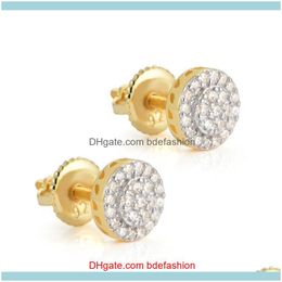 Jewelry925 Sterling Mens Hip Hop Stud Jewelry High Quality Fashion Round Gold Sier Simulated Diamond Earrings For Men Drop Delivery 2021 Mdi