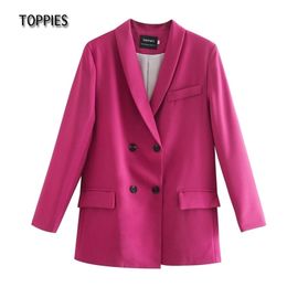 Toppies spring womens blazer suit double breasted jacket coat solid Colour office ladies formal suit 211101