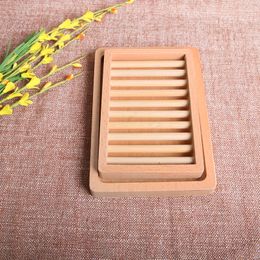 Natural Beech Soap Dish Draining Shower Bathroom Grille Sponge Soaps Holder Container Storage Tray Daily Life Convenient Drain Anti-slip Handmade Household HY0228