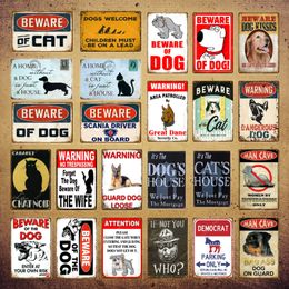 Beware Of Cat Metal Signs Warning Guard Dog Loose Wall Plaque Bar Kitchen Home Art Craft Man Cave Decor Democrat Poster YI-074