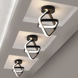 Lampy sufitowe LED do korytarza Cloakroom Black Square Nowoczesny żyrandol w korytarzu Balkon Home Decor Oprawa oświetleniowa