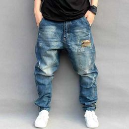 Man Pants Mid Waist Double Pocket Zip Closure Worn Man Jeans for Outdoor Activity X0621