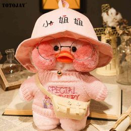 30cm Korean Netred Wearing Hyaluronic Acid Pink Duck Doll Lalafanfan Ducks Plush Soft Toys Ducks Doll Birthday Gift for Girls Y211119