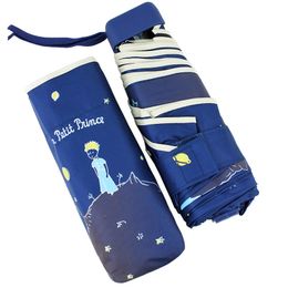 Mini Cute Little Prince Umbrella Rain Women Pocke Folding s Female Sunny Parasol Lovely Pocket Girls Gift 210721