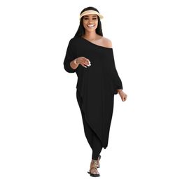 new XS Women Plus Size Outfits 3XL 4XL 5XL Solid Tracksuits Long Sleeve Loose Top+pants Two Piece Sets Black bigger sizes Sportswear fitness sports suits Joggers 5676